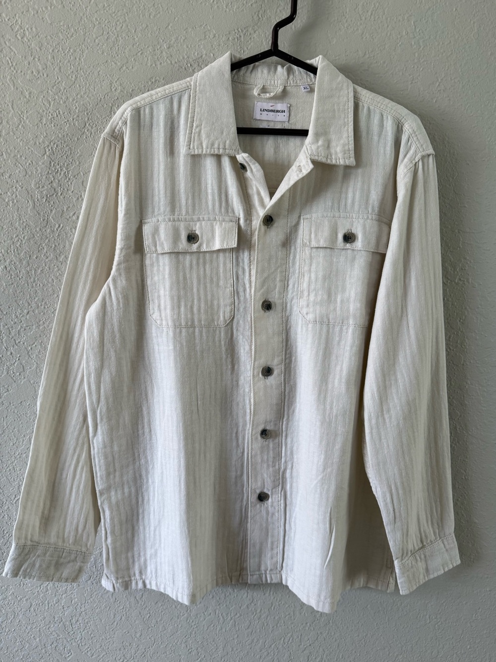 NWOT Lindbergh White Linen Blend OverShirt Men’s XL Shacket Cotton Light Jacket